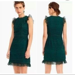 NWT - Women’s J. Crew Green Lace Cap-Sleeve Dress